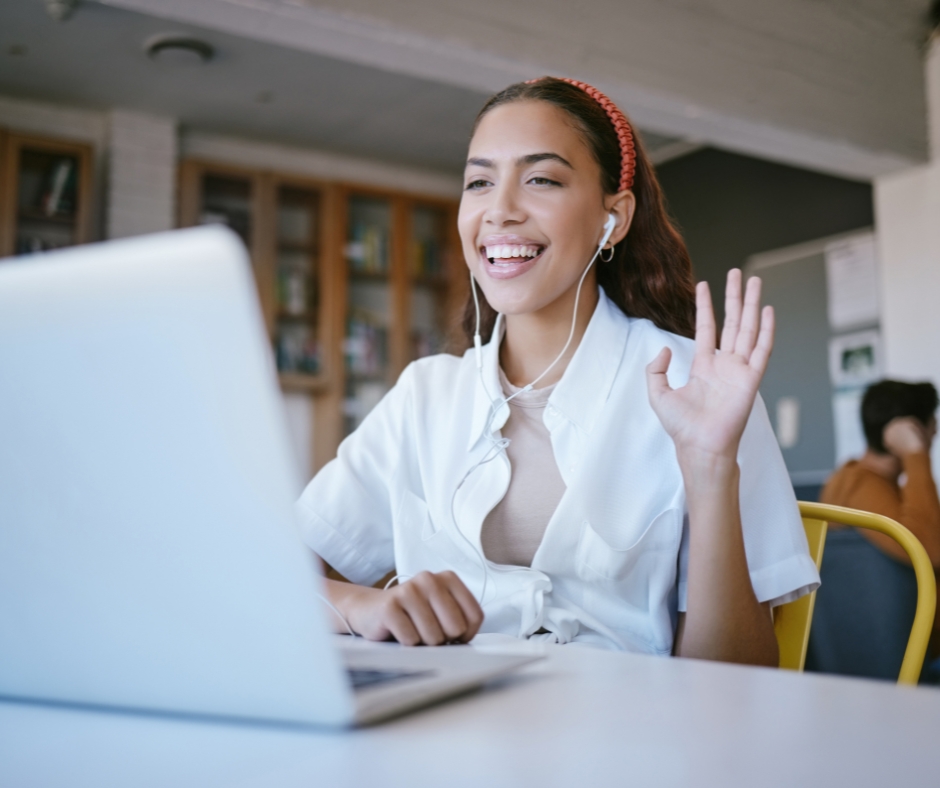 Woman participating in an online therapy session from home with a licensed therapist