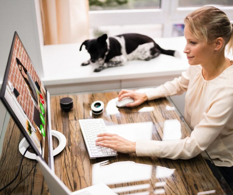 Woman participating in online therapy while receiving support during hormonal changes